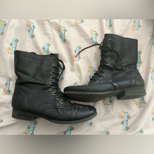Madden Girl - black combat boots - size 9
